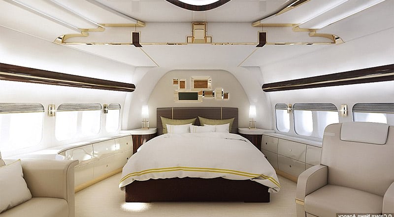 avion Boeing 747-8 con dormitorio de lujo